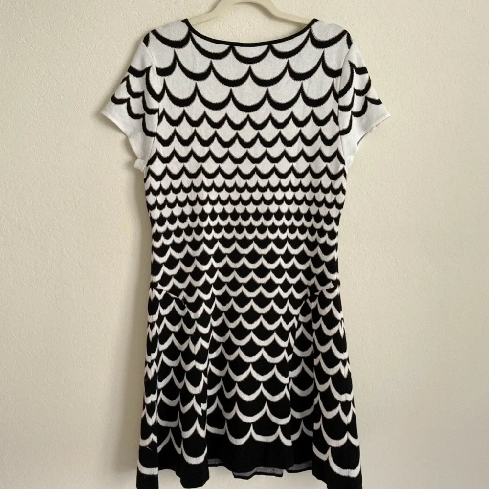 CeCe White and Black Scalloped Sweater Dress - Picture 3 of 6
